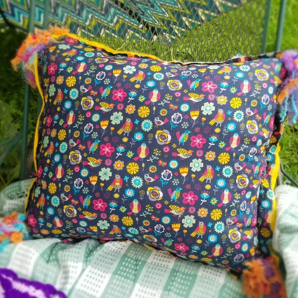 Crochet Vintage Art Boho Patchwork Handmade Pillow - Picture 4 of 5